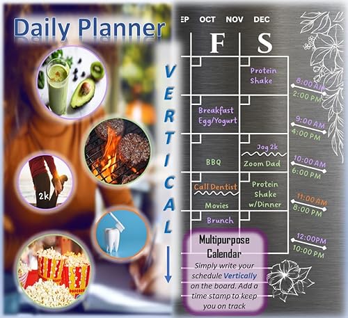 Miniatura 5 de kenneD - Calendario magnético para refrigerador con tablero de notas - Lindo calendario de refrigerador con estampado floral y almohadilla multiusos