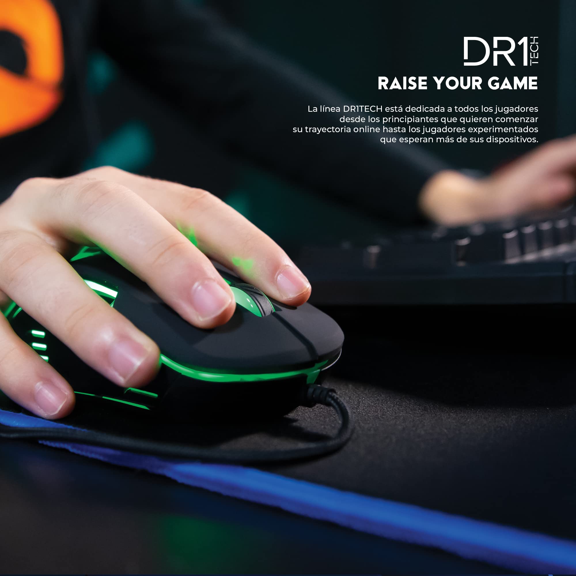 DR1TECH Hunter+ Ratón Gaming Profesional [5 Pesas Extraíbles + Triple Fire] - 9 Teclas hasta 4200 dpi - Ratón Ergonómico con Cable para PC/PS4/XBOX