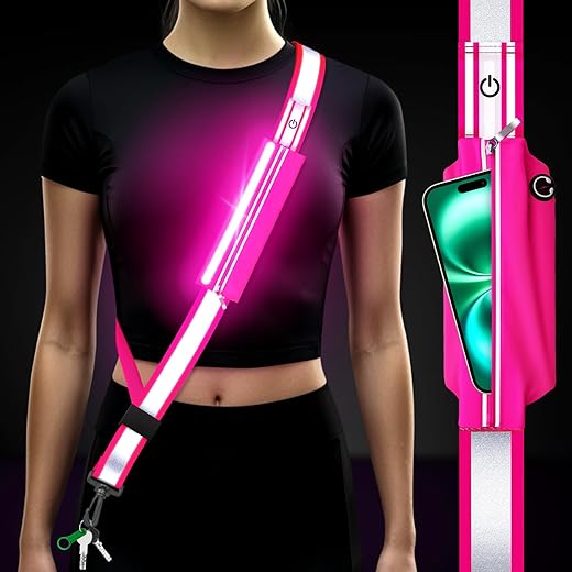 Led reflective sash gear for walking at night,reflective belt safety lights,lights for night dog walking,high visibility type-c rechargeable light up running gear for runners walkers men women