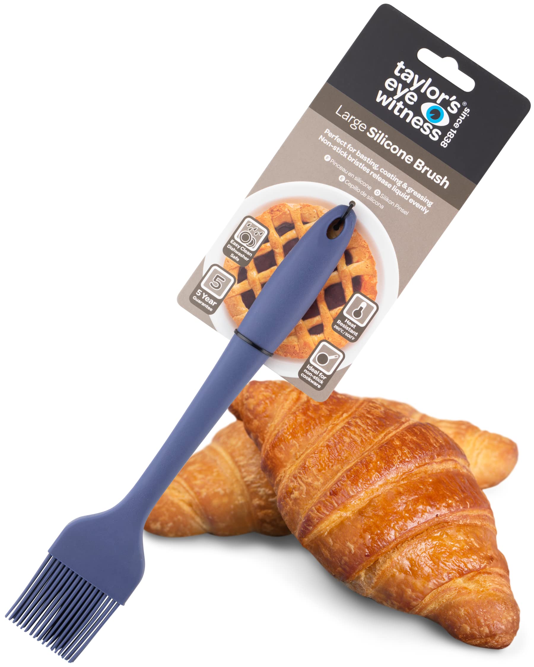 Taylors Eye Witness Denim Blue Silicone Large Basting & Coating Brush - Dishwasher Safe, Heat Resistant (260°C/500°F)