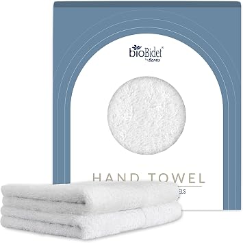 Bio Bidet by Bemis Luxury Towel Set, Highly Absorbent, Super Soft, Lightweight, Quick-Drying, 27.5 x 11.8 Hand Towel 2-Pack, White
