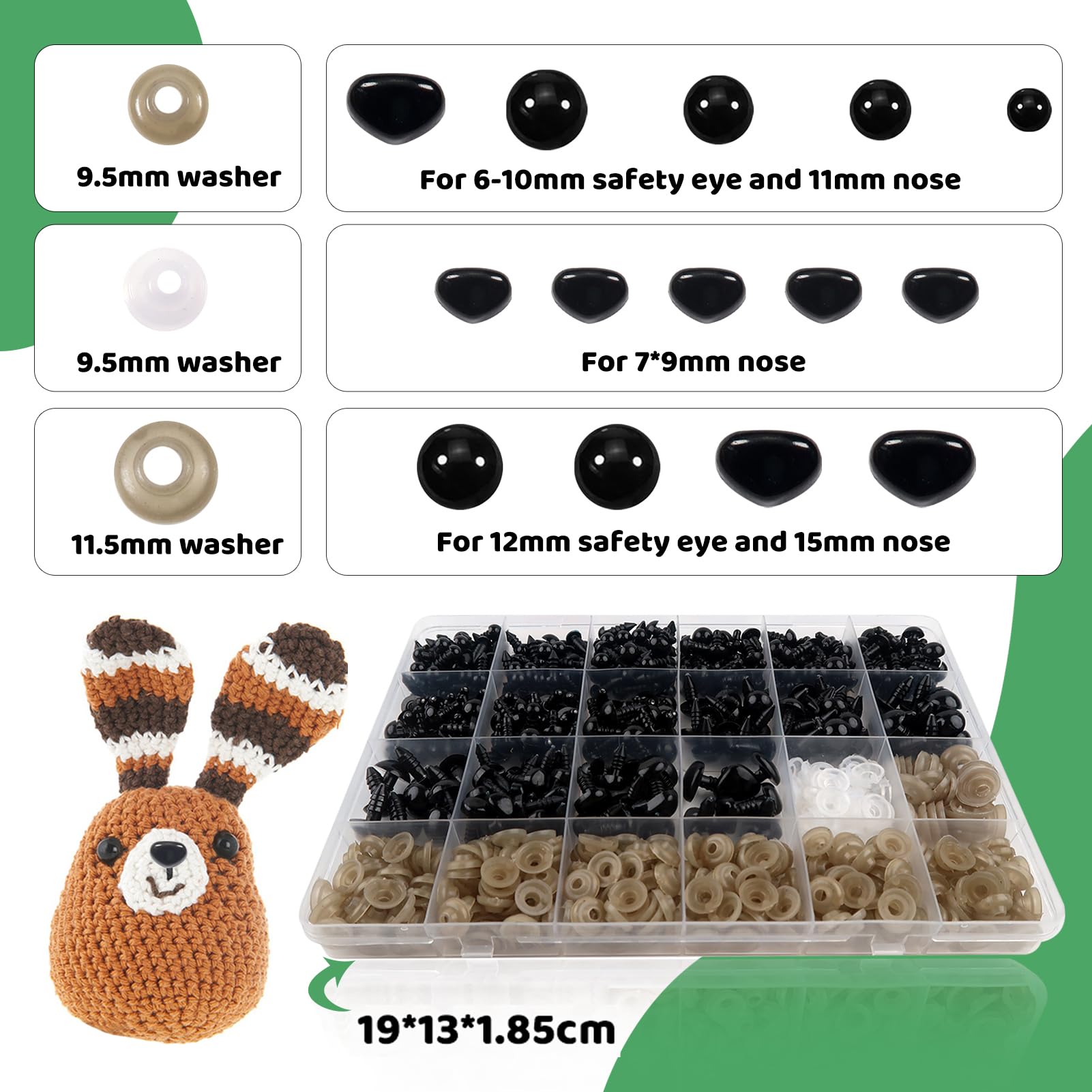 Occhi E Nasi Per Pupazzi Amigurumi - 336 Pezzi In Diverse Misure - Foto 7