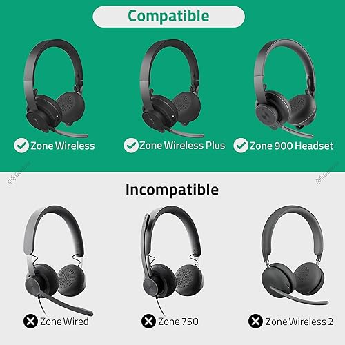 Vista 2 de Geekria QuickFit - Almohadillas de repuesto para auriculares Logitech ZoneWireless/ZoneWirelessPlus/Zone900
