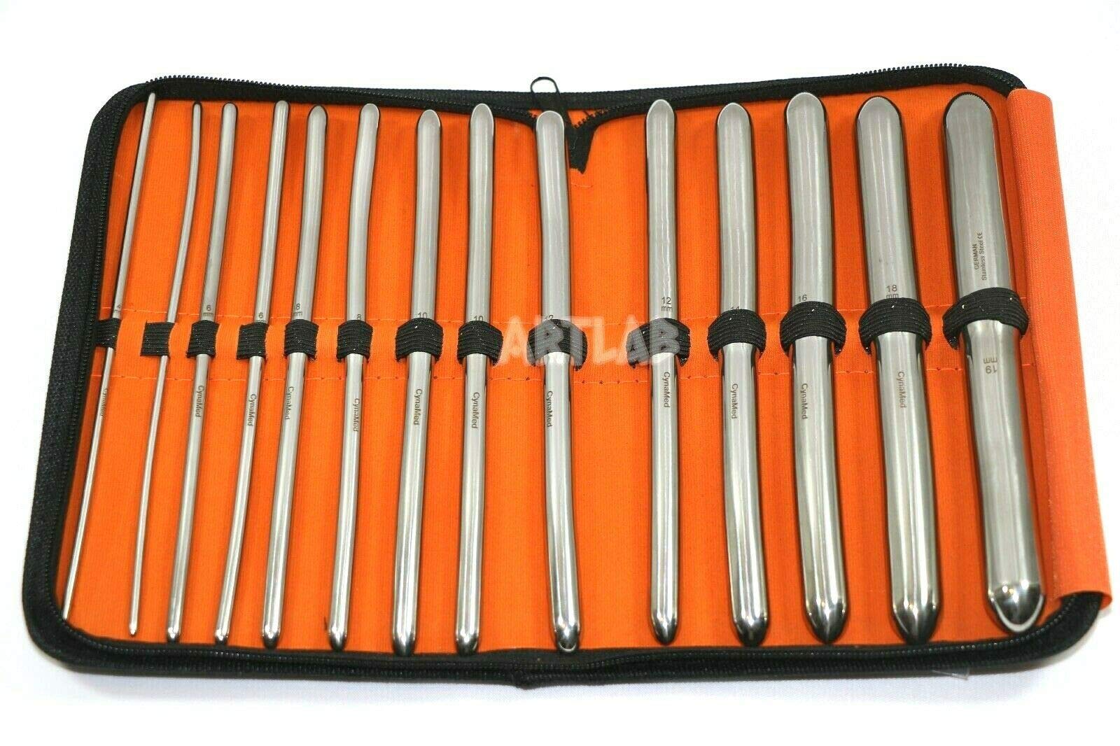 ArtLab- Set of 8 Hegar Dilator Sounds Set 7.5" Double Ended Instrument (Double Ended) (Hegar Dilator Set of 14)