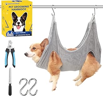 MAIYOUWENG Dog Grooming Hammock Harness for Small Dogs Cat,Dog Grooming Supplies Table,Pet Nail Clipper Trimmer,Cat Hanger Sling for Trimming Clipping Nails- Dogs Hammock Restraint Bag,Claw Care (M)