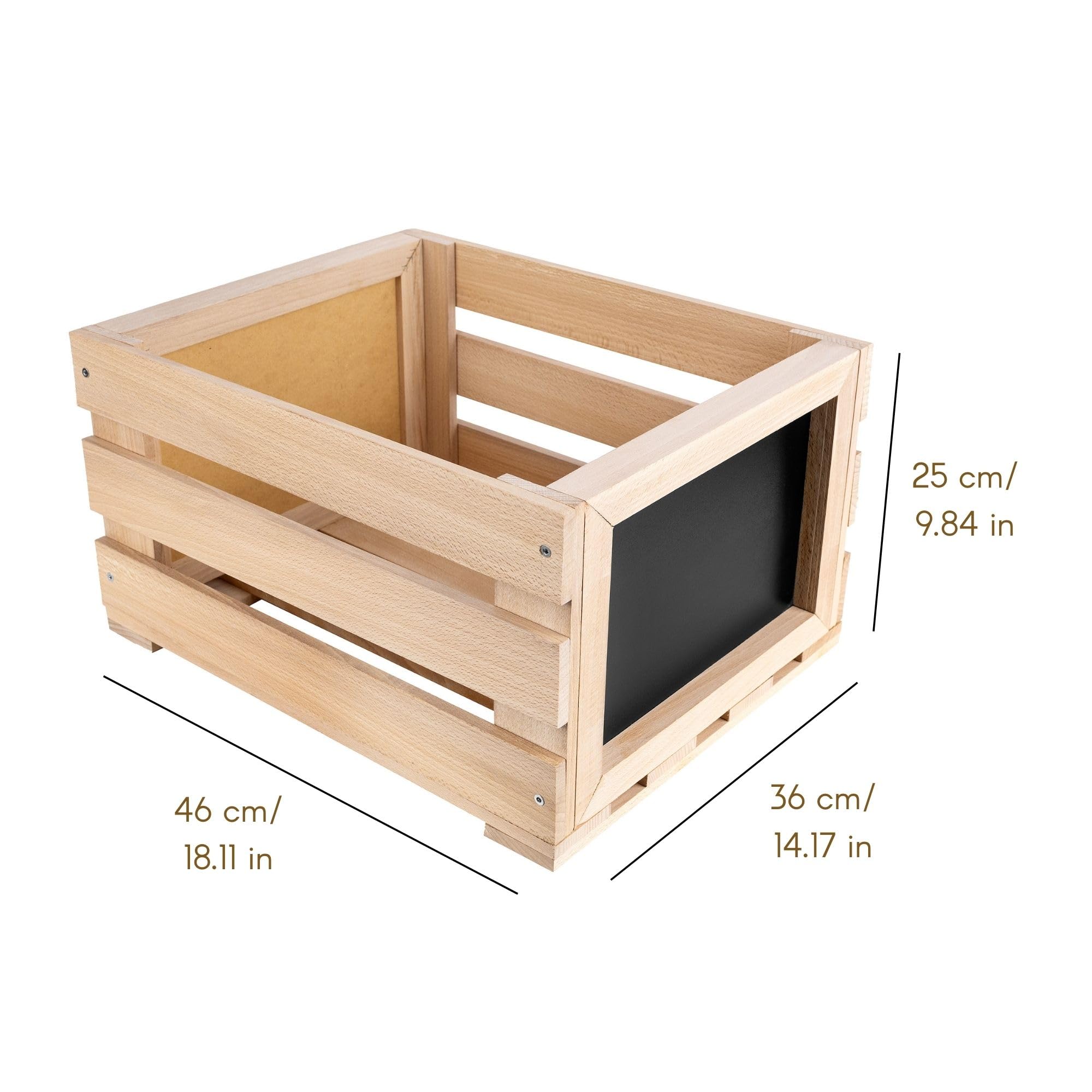 Creative Deco Porta Vinili con Lavagna, 46 x 36 x 29 cm | In legno di faggio, con lavagna, capacità fino a 80 dischi, contenitore da terra per vinili