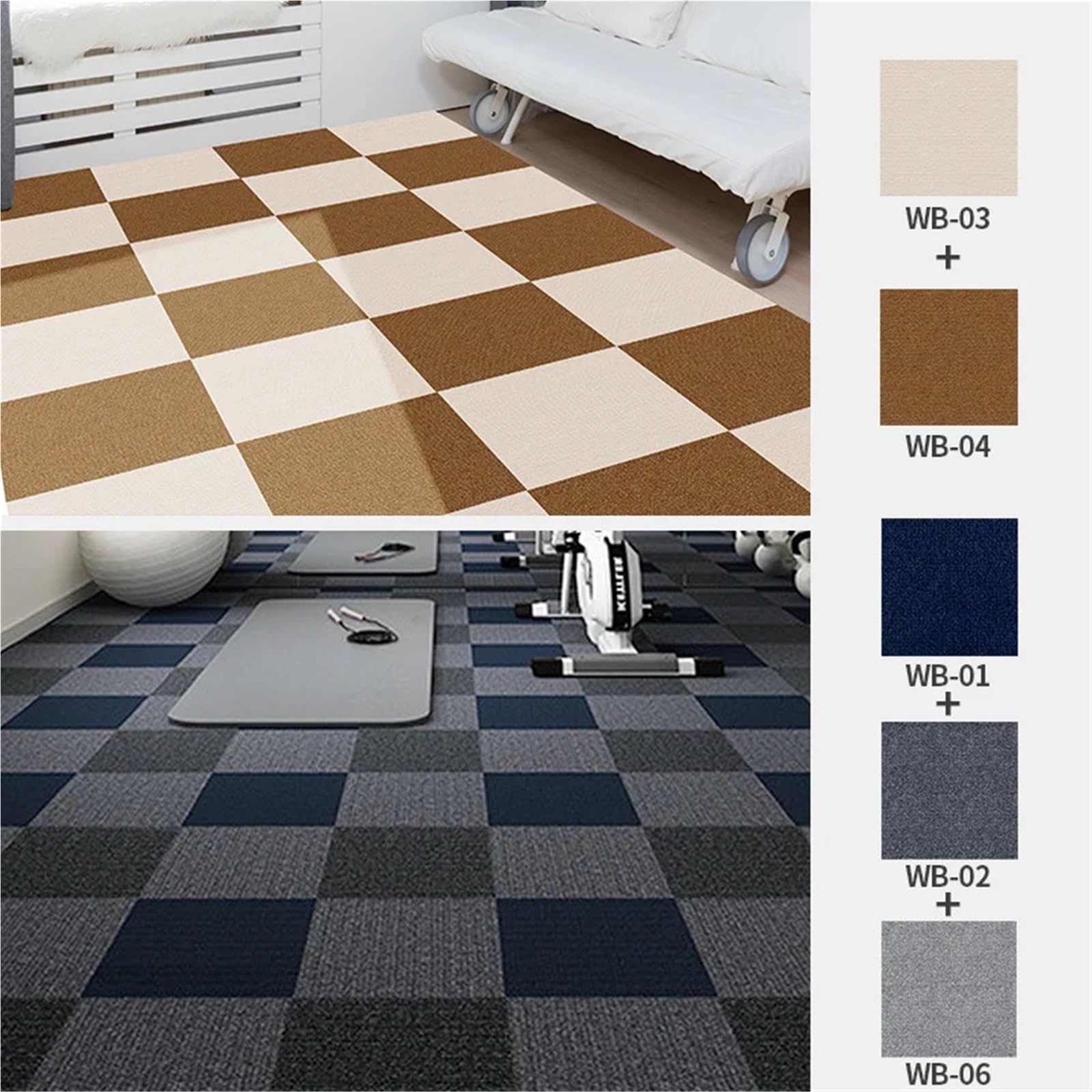 Teppichfliesen Selbstliegend 20 Stück Teppich 30x30cm, farbig gesteppt, selbstklebend, rutschfest, for Wohnzimmer, Couchtisch, Büro oder als Bodenmatte.(Dark Blue,20pcs)