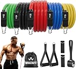WHATAFIT Resistance Bands, Exercise Bands, Resistance Bands for Working Out, Work Out Bands with Handles for Men and Women Fitness, Strength Training Home Gym Equipment