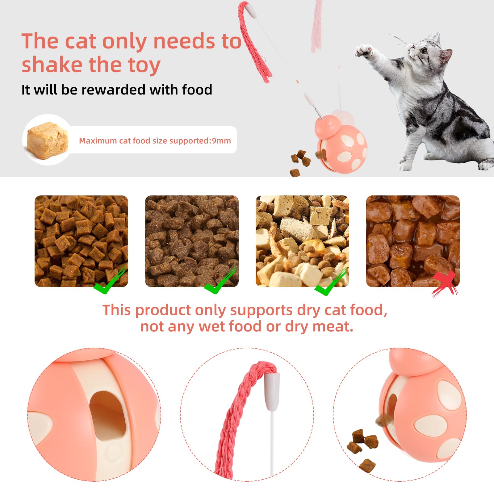 ElysianTails Cat Toys for Indoor Cats Adult Cats Kitten Interactive with Teaser Wand & Cat Treat Dispenser Puzzle Toys - Image 4