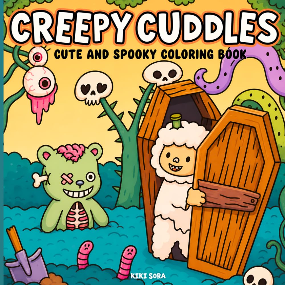 Creepy Cuddles Cute and Spooky Coloring Book: Bold and Easy Kawaii Horror Featuring Undead Plushies, Skeleton Friends, Haunted Toys, and Adorable Monsters