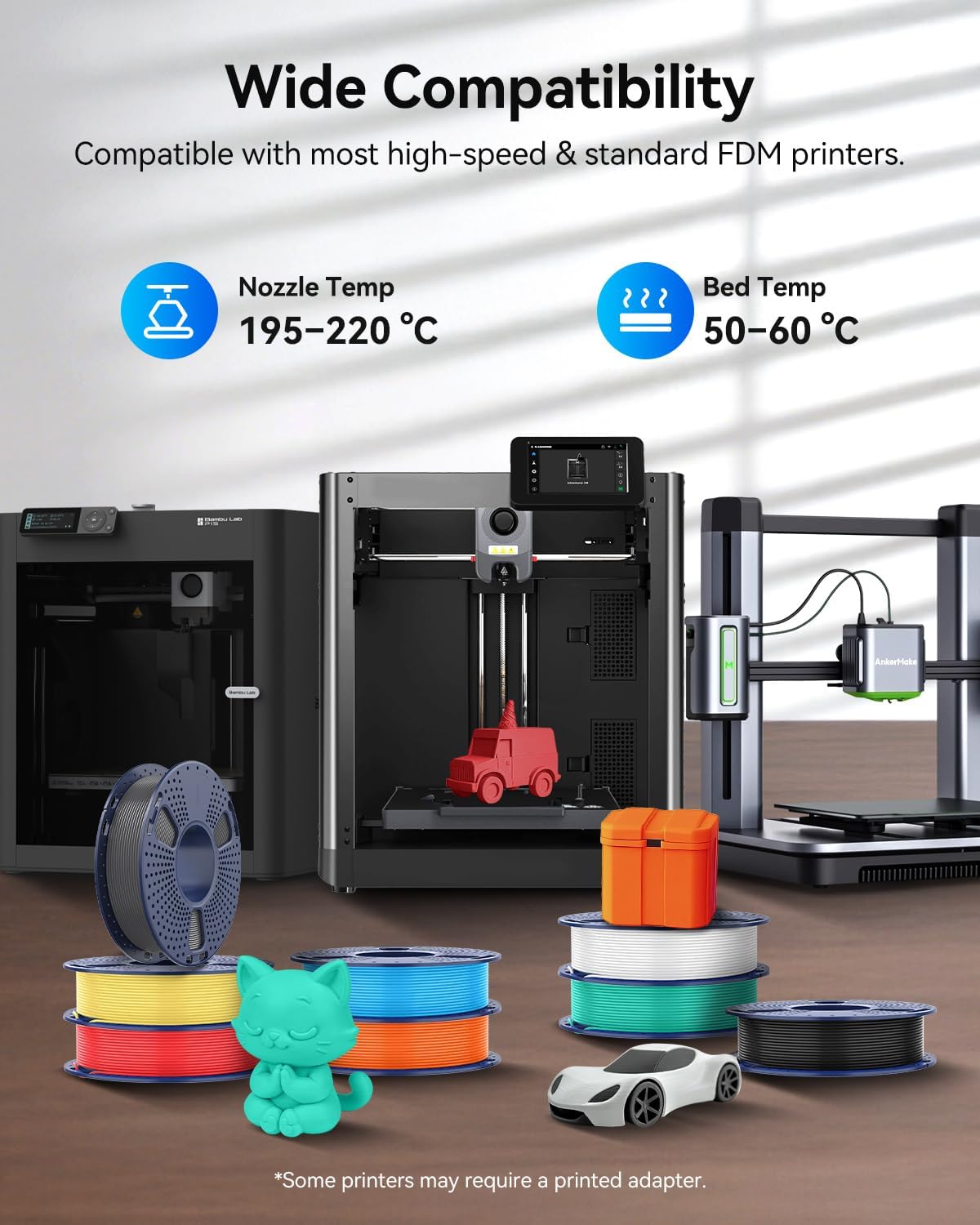 JAYO PLA+ Filament Bundle 1.75mm, PLA 3D Printer Filament Bundle Multicolor, 250g Spool, 8 Pack, 2KG in Total (Black, White, Gray, Mint Green, Lemon Yellow, Sunshine Orange, Cherry Red, Sky Blue)