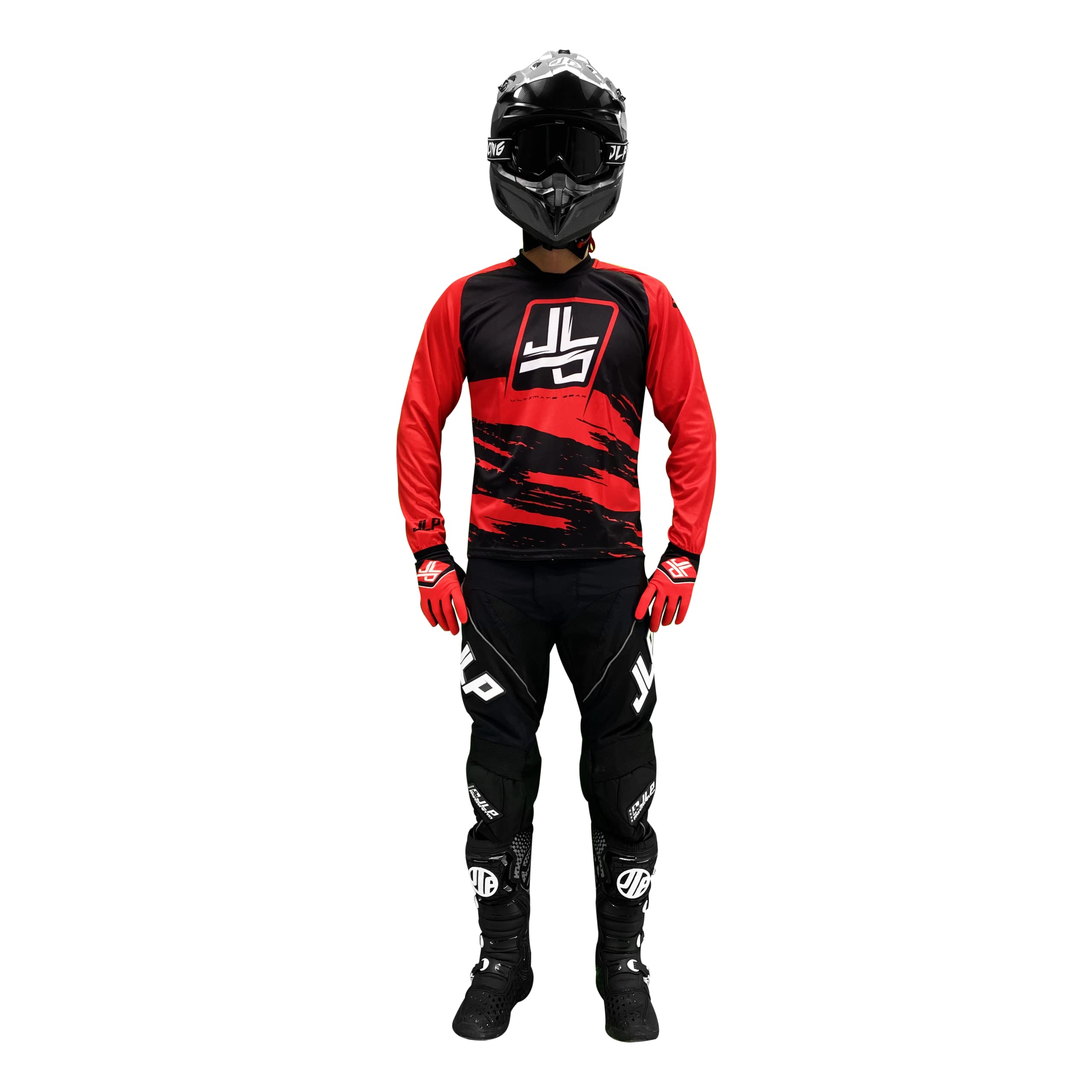 JLP RACING Tenue Enfant Pantalon Maillot Gants Moto Cross Quad Enduro VTT BMX MTB Enfant Snatch Rouge L