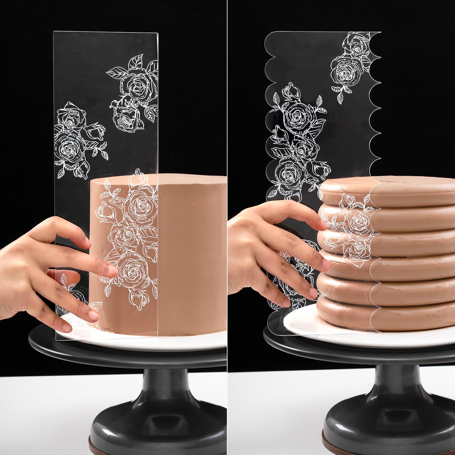 KALAIEN 10 raspadores acrílicos para tartas, glaseado, peine para decoración de tartas, 10 unidades
