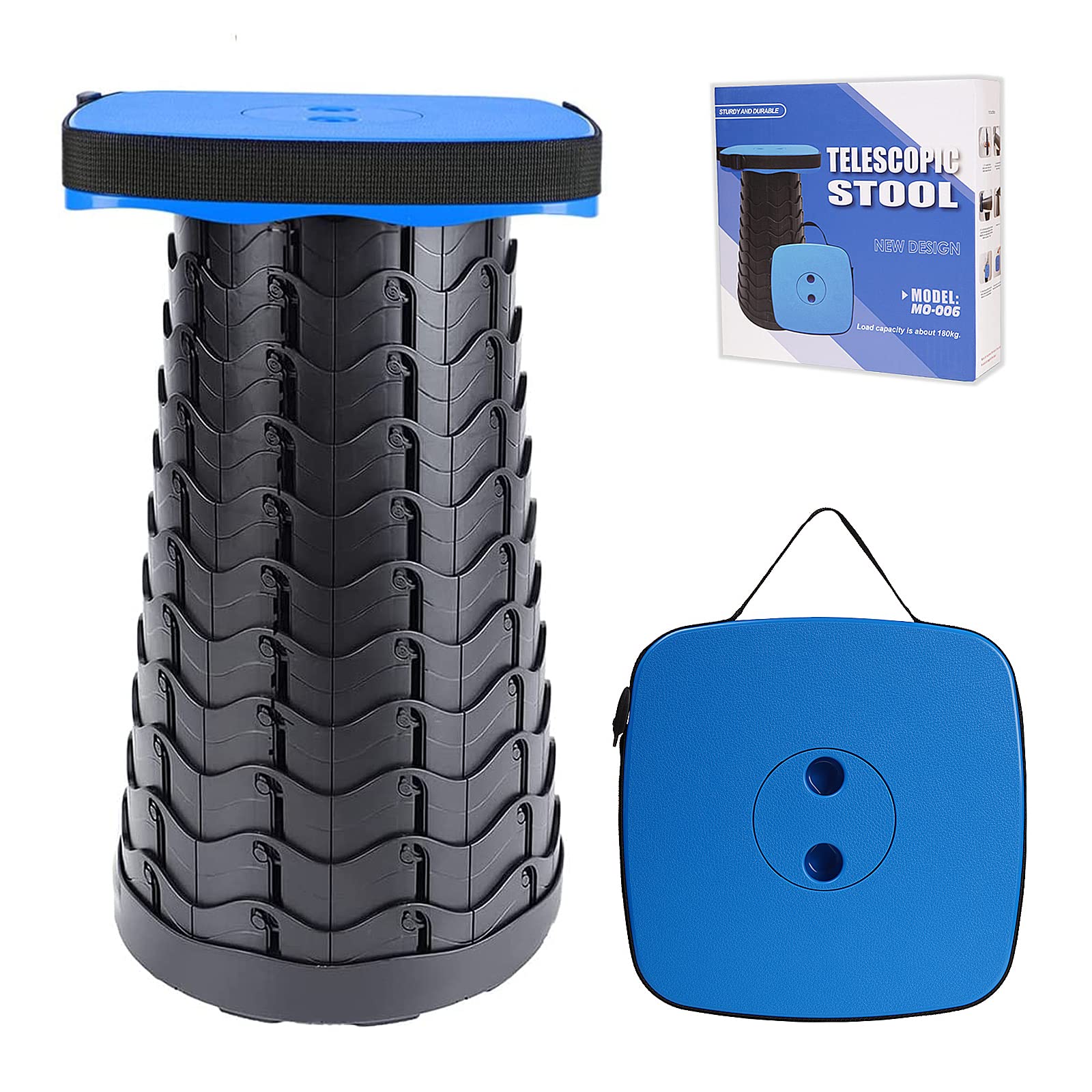 Hesanzol Upgraded Portable Stool Square Retractable Folding Stool Lightweight Collapsible Stool for Adults Comfortable Yet More Sturdy Telescopic Stool for Indoor Outdoor Load Capacity 500lbs