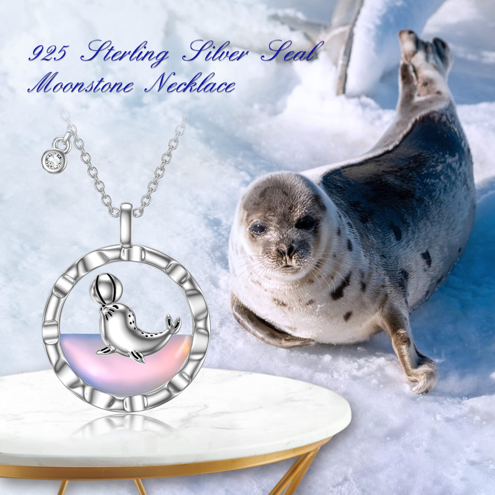 VONALA Sigillo di luna collana in argento Sterling 925 da donna, ciondolo in argento per donne, gioielli pensa ipoallergenico, con sigillo di pallina da gioco, regalo per ragazze adolescenti, regalo