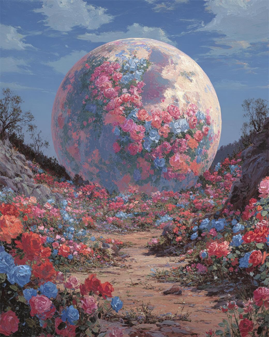 AMBATTERY DIY Bead Embroidery Set Planet and Rose Landscape Bead Embroidery Kit for Adults Needlepoint Tapestry Set Beaded Stitching 60x80cm
