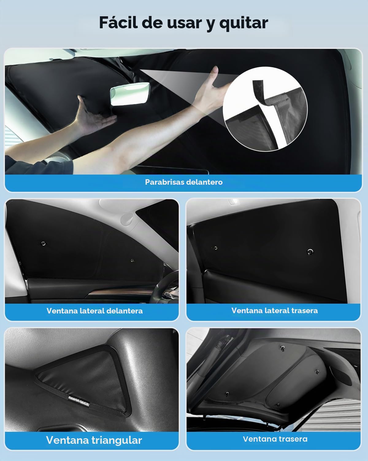 Parabrisas de 8 Piezas para Tesla Model Y (2020-2024), Parasol Delantero y Trasero, Visera Parasol, Accesorios con Aislamiento térmico para Model Y