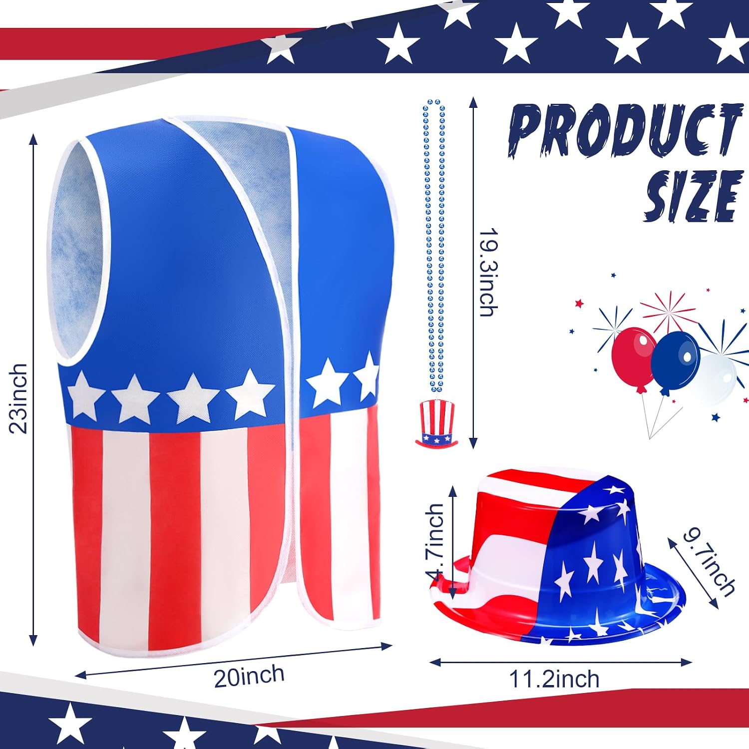 Yahenda 12 Pcs American Flag Costume Man 3 Set USA Patriotic Accessories 4th of July Outfit for 250th Anniversary Party