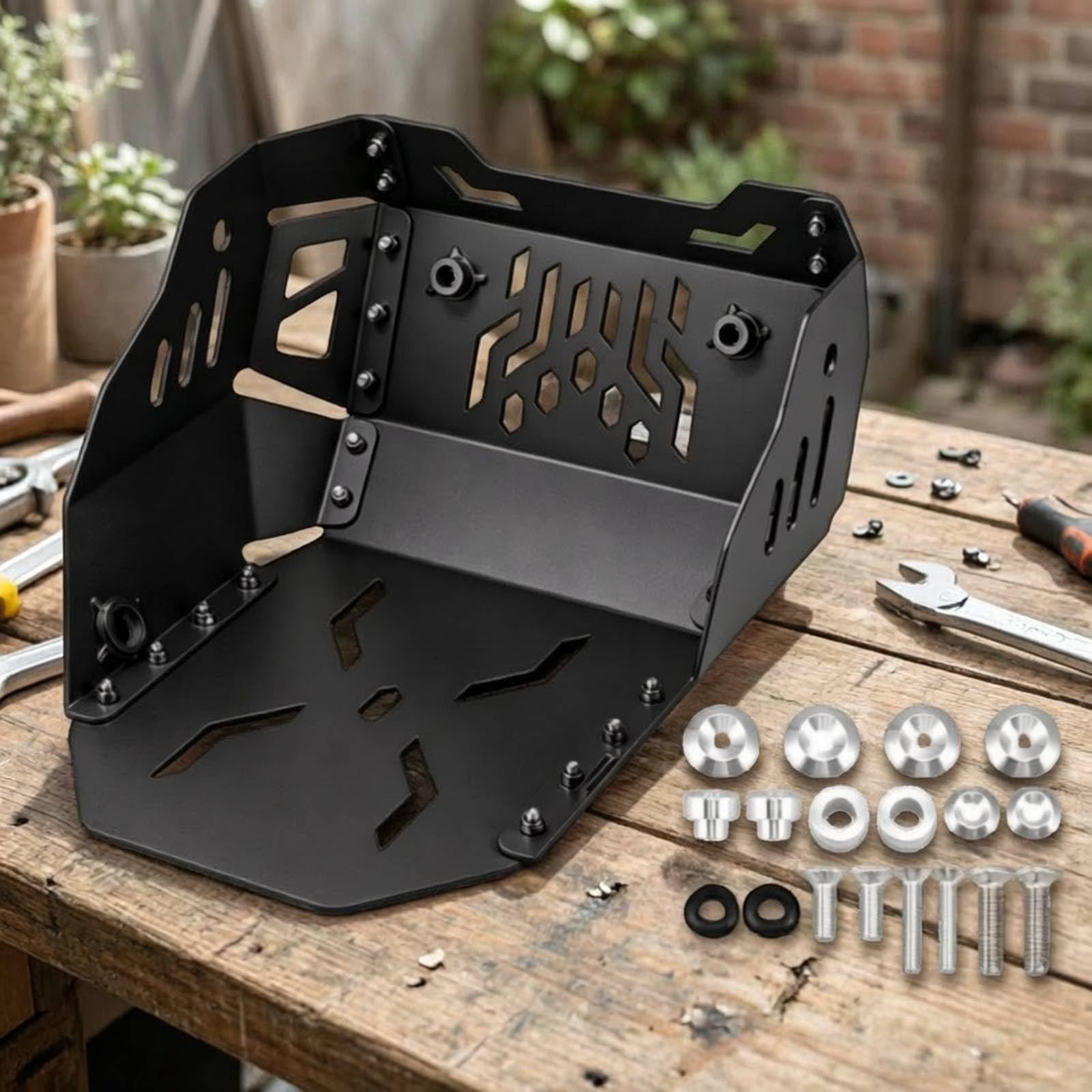 Motorcycle Engine Guard Piastra Paramotore Protezione Motore Scudo Sottoscocca Paraschizzi in Lega di Alluminio per Componenti Inferiori con Fori, Argento