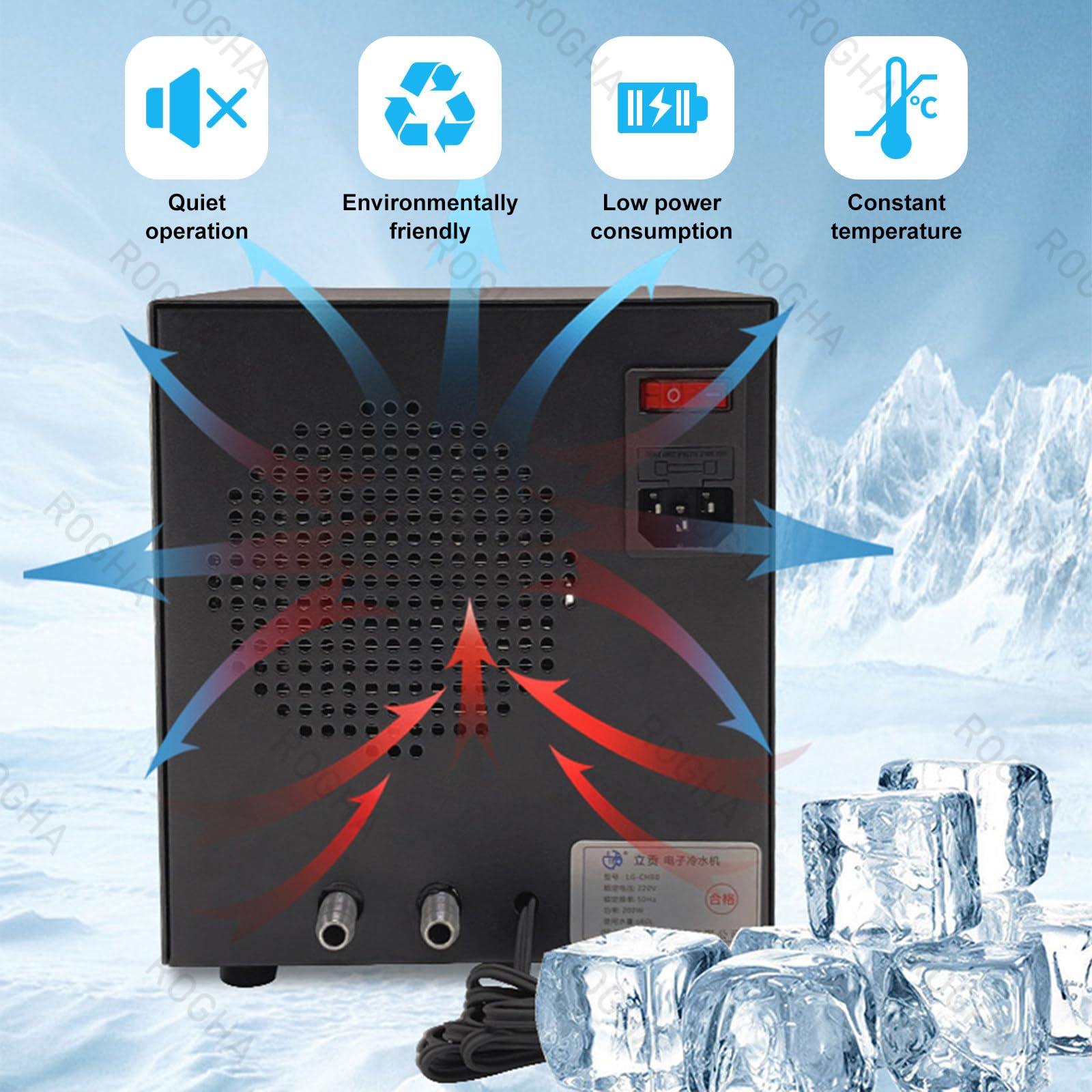 Enfriador de Temperatura Constante para acuarios Coral,enfriadores portátiles circulación Agua para peceras,Sistemas refrigeración para acuarios con Bombas y mangueras Refroidissement+chauffage