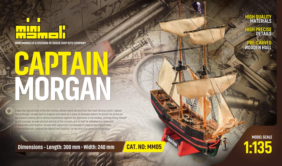 MamoliMINI Captain Morgan WOODEN SHIP MODEL KIT Scale: 1/135 Length: 300 mm, Height:240mm MM05