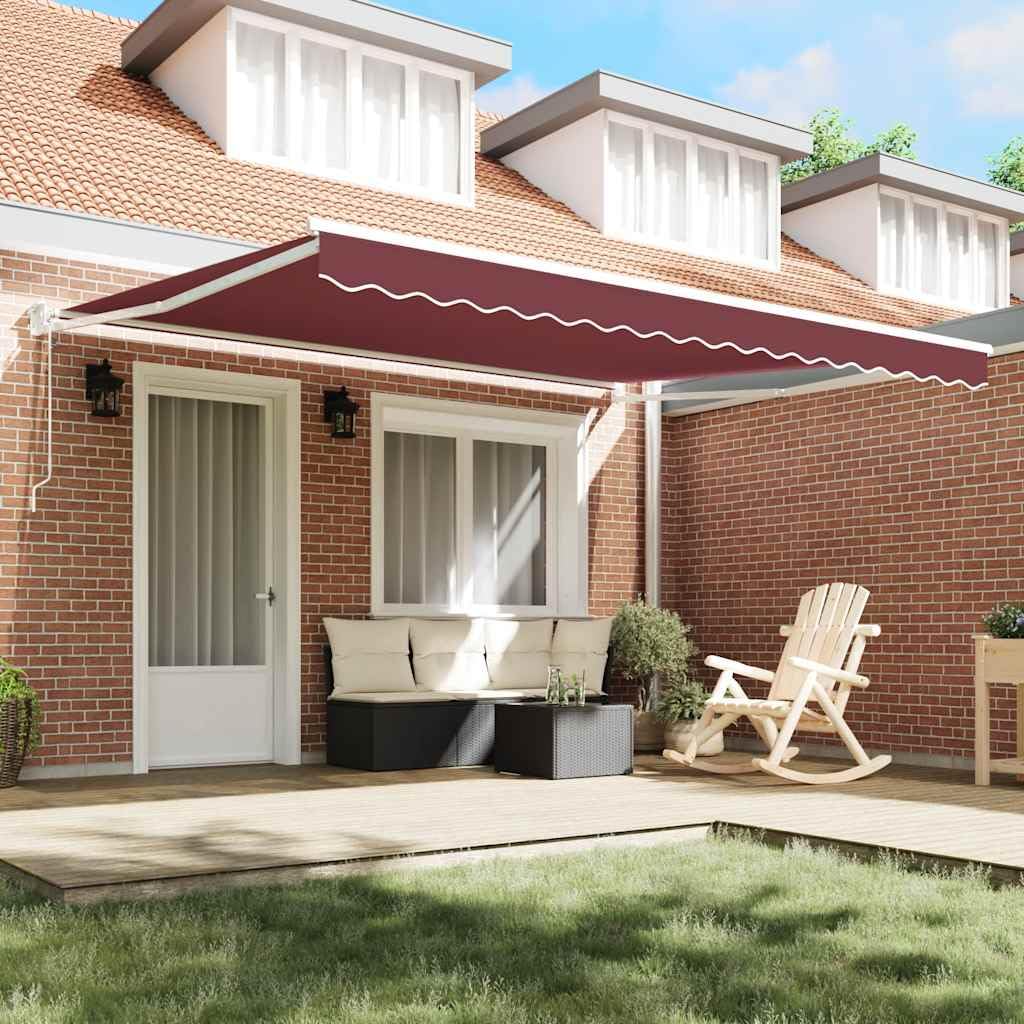 Toldo de 400 x 300 cm, toldo articulado automatizado con mando a distancia para terraza y balcón, toldo de terraza, color burdeos, robusto marco de aluminio