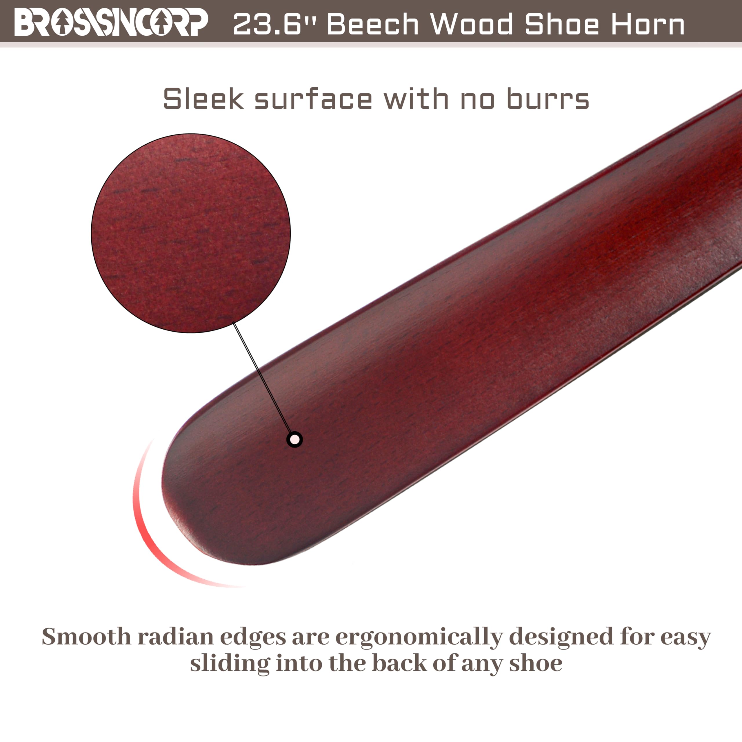 Brosisincorp Calzador de madera con mango largo para personas mayores de 23.6 pulgadas, fácil de usar, para mujeres, niños, bebés, ancianos, paquete de 2