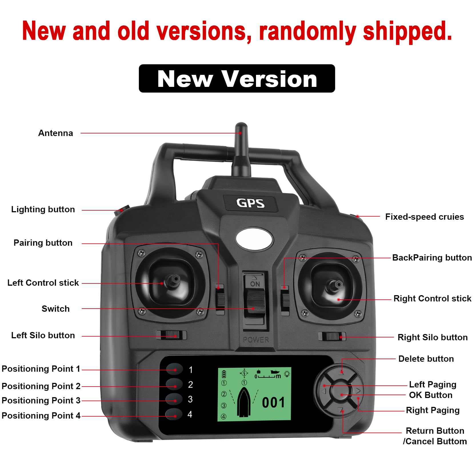 Señuelo de pesca RC barco 500 m distancia GPS posición auto cruise mando a distancia barco con motores dobles, 12000 mAh, 40 puntos de posición