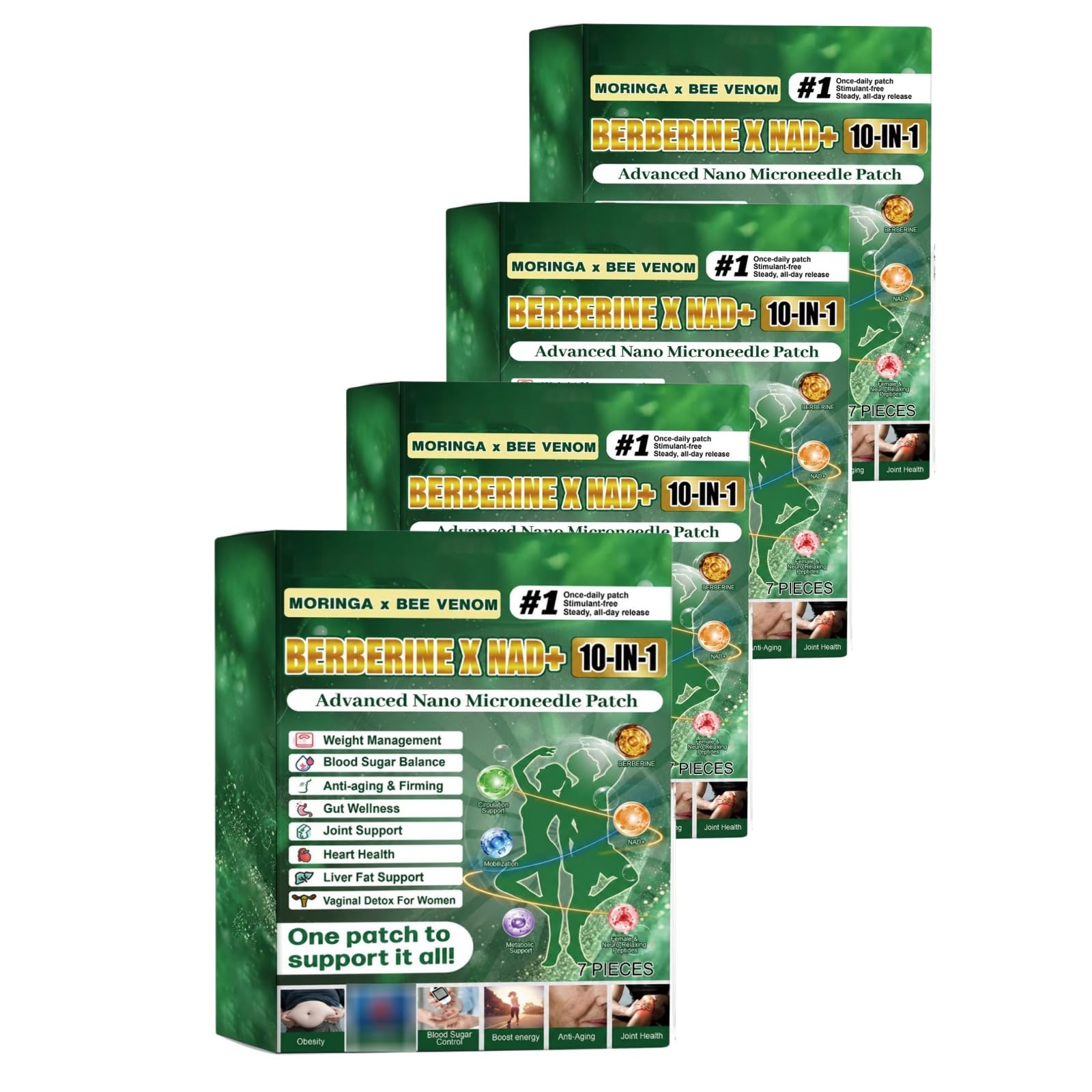 Botanical Patch 10-in-1 Berberina, NAD+ and Moringa | Ingredienti naturali, facili da applicare, invisibili, ideali per uomini e donne