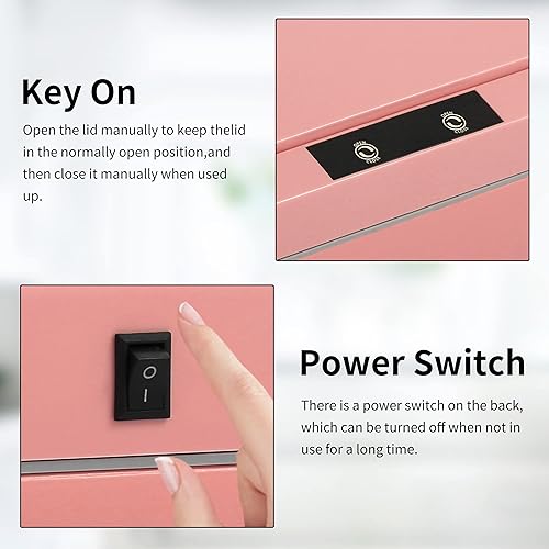 Miniatura 4 de BLKMTY Bote de basura de plástico de 13 galones con tapa, rosa, 50 litros