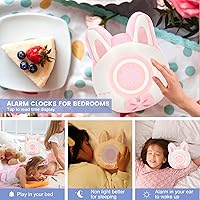 Vista 4 de QANYI Reloj despertador de peluche con luz nocturna, lindos animales de peluche con pantalla LED, luz ajustable, juguetes para niñas de 5 a 12 años