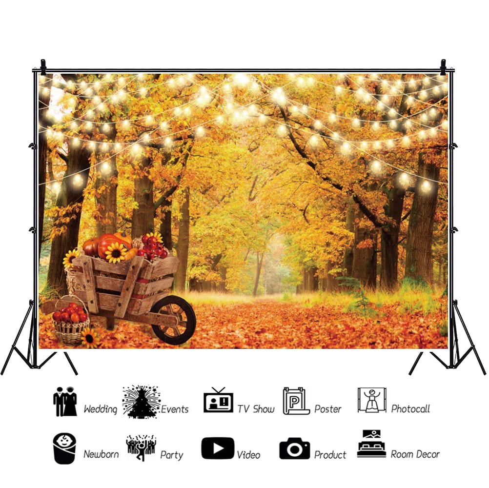 Autumn Photography Background Autumn Forest Maple Leaves Photo Background Farm Harvest Event Thanksgiving Party Decorations Photo Booth Props 7x5FT