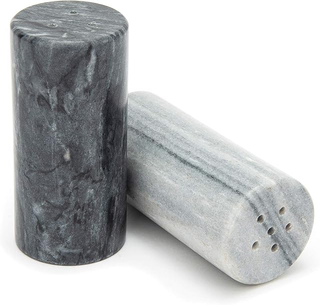 Fox Run White and Black Marble Salt and Pepper Shaker Set, Set of 2
