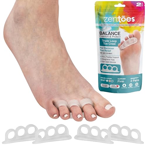 ZenToes Hammer Toe Corrector, Triple Loop Gel Toe Spacers, 4