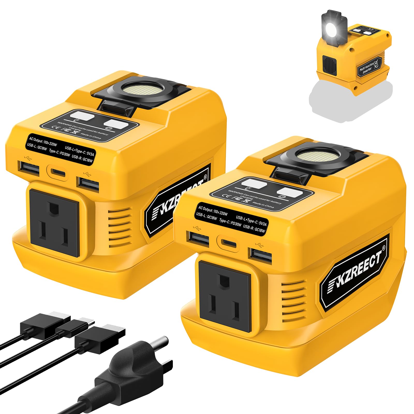 2 Pack 220W Power Inverter Compatible with Dewalt 20V Battery, Tool Only