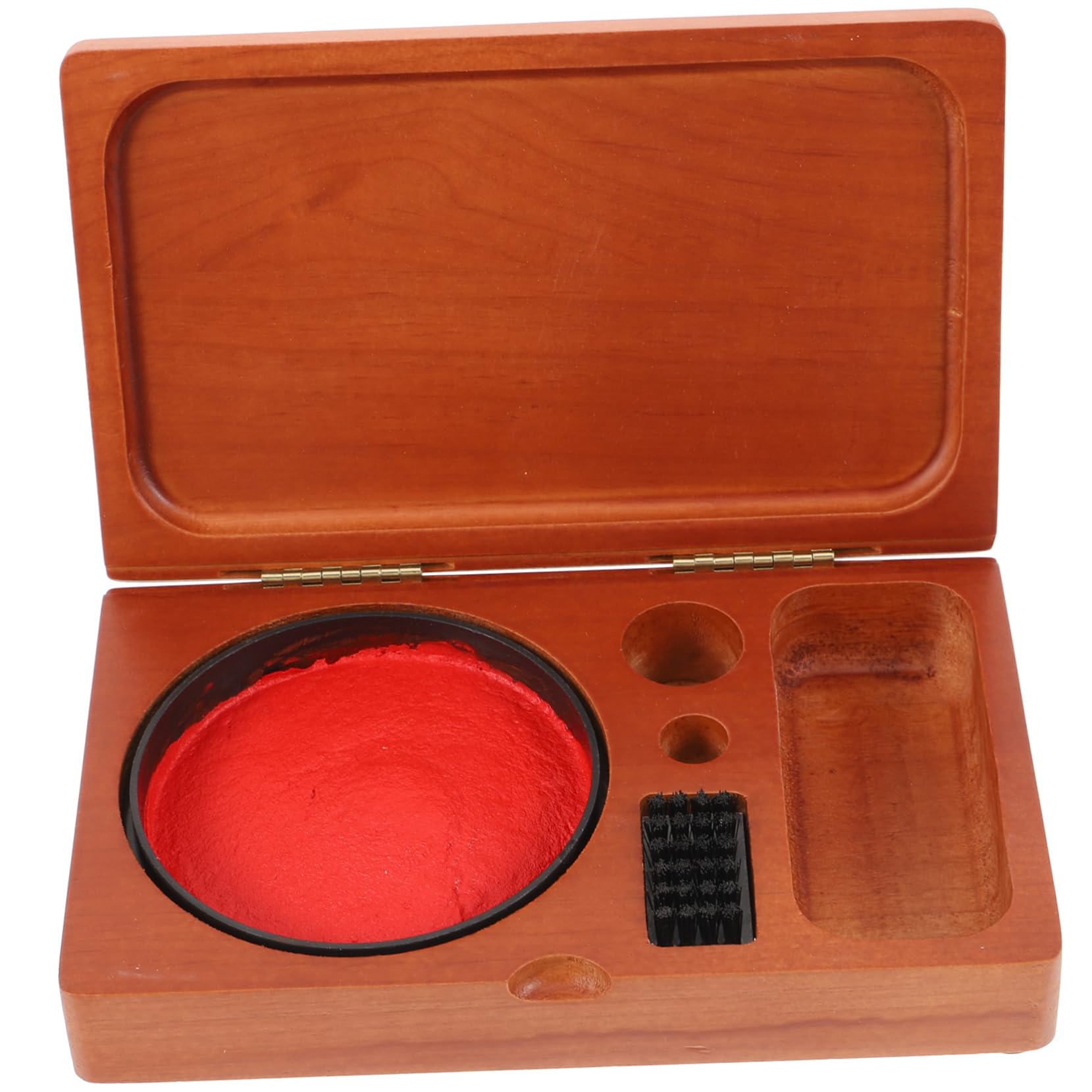 HAWILLOSCH Seal Stamp Box Wood Seal Box Ink Paste Container Desktop Vintage Wooden Stamper Storage Case