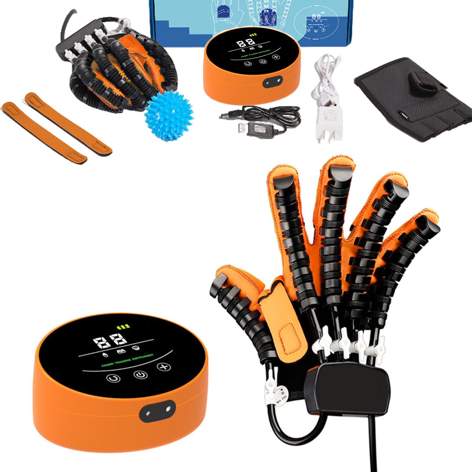 Guanti Robot per Riabilitazione Mano, Forza Regolabile, Allenatore Ricaricabile per Riabilitazione Dito Mano Destra Mano Sinistra,Guanti Riabilitativi Per La(Size:XXL,Color:Tipo di ricarica (destro))
