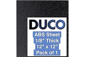 Duco 1/8 Inch Thick Moldable ABS Plastic Sheet 12 x 12 inches, Black