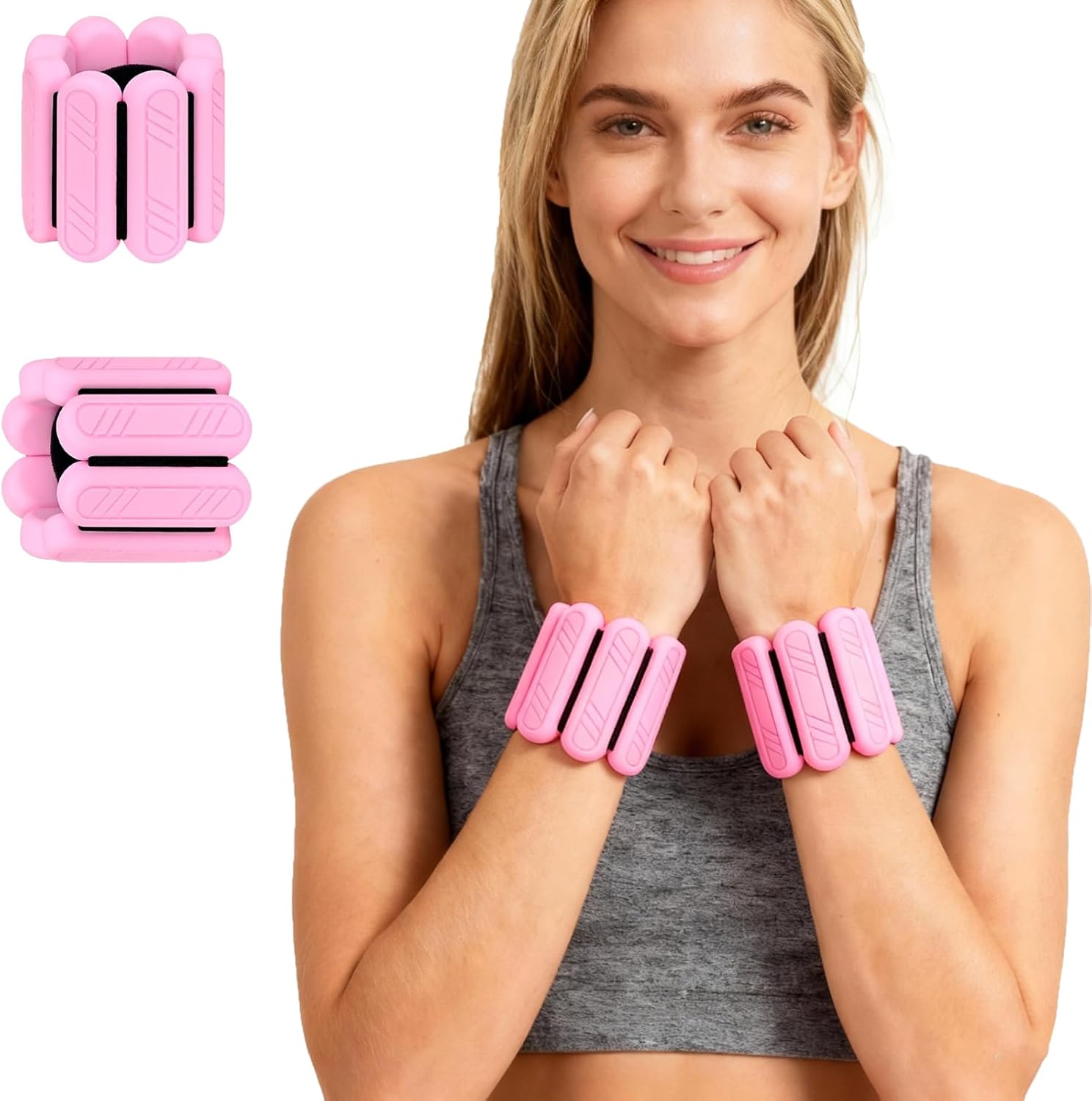 アンクルウェイト レディース メンズ &ndash; 筋力トレーニング用の調節可能なリストウェイト、通気性があり快適なシリコーンゴムデザイン