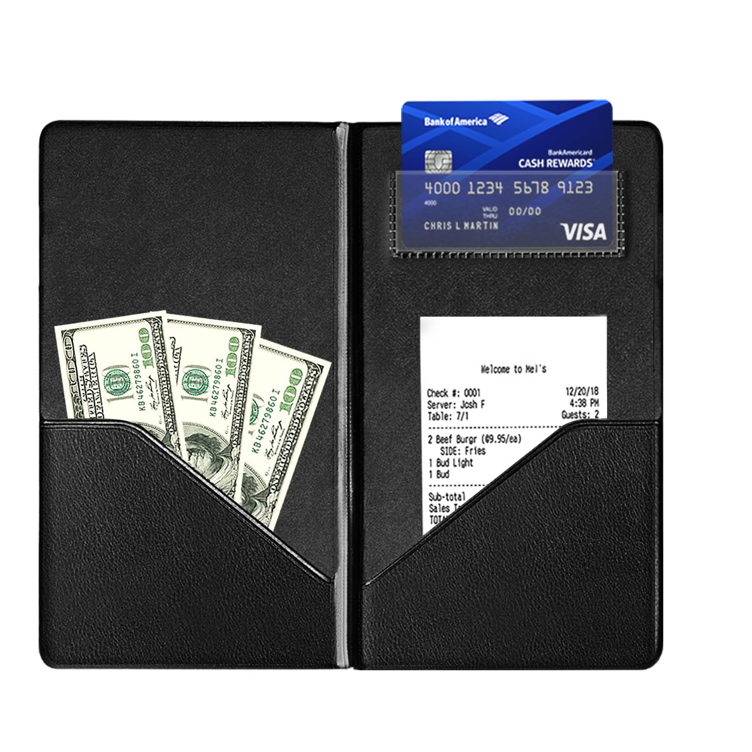 Check Presenters for Restaurant - 20 Pack Guest Check Card Holder with Gold Thank You Imprint - 5" x 9.5" Check Holder – Check Book, Black