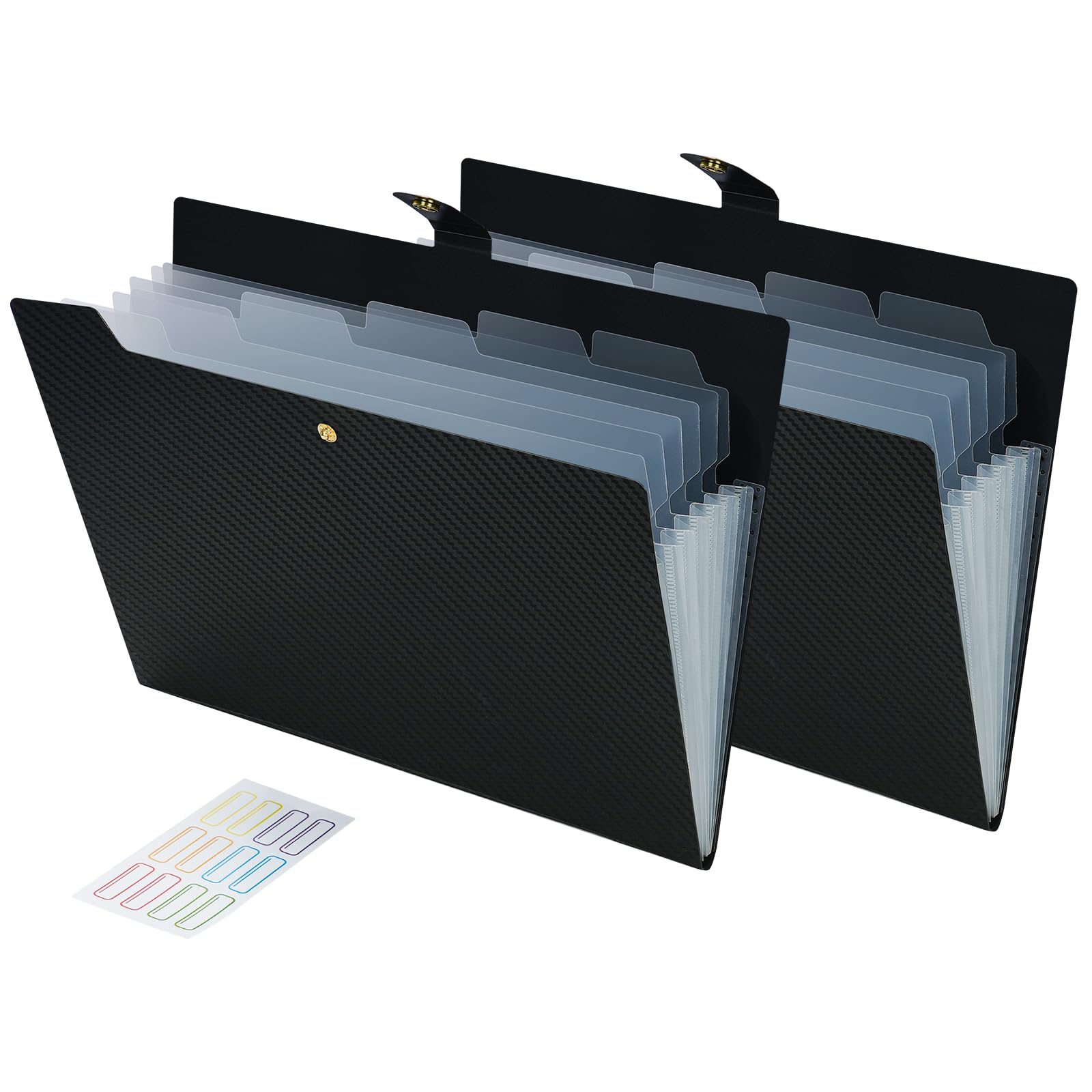 2 carpetas expansibles de 7 bolsillos, tamaño carta, organizador de archivos de acordeón con etiquetas, organizador portátil de recibos de documentos para suministros de oficina escolar, tamaño A4,