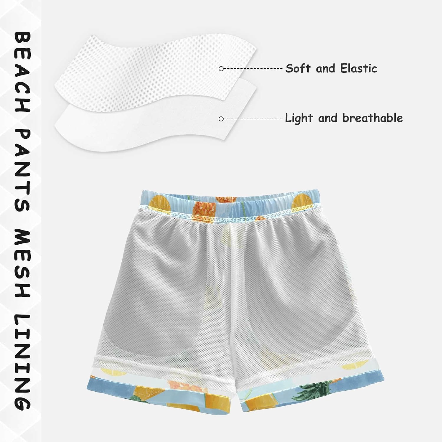 visesunny Blue Pineapple Slices Boys Swim Trunks Quick Dry Drawsting Boy's Beach Shorts Boy Bathing Suit with Pockets