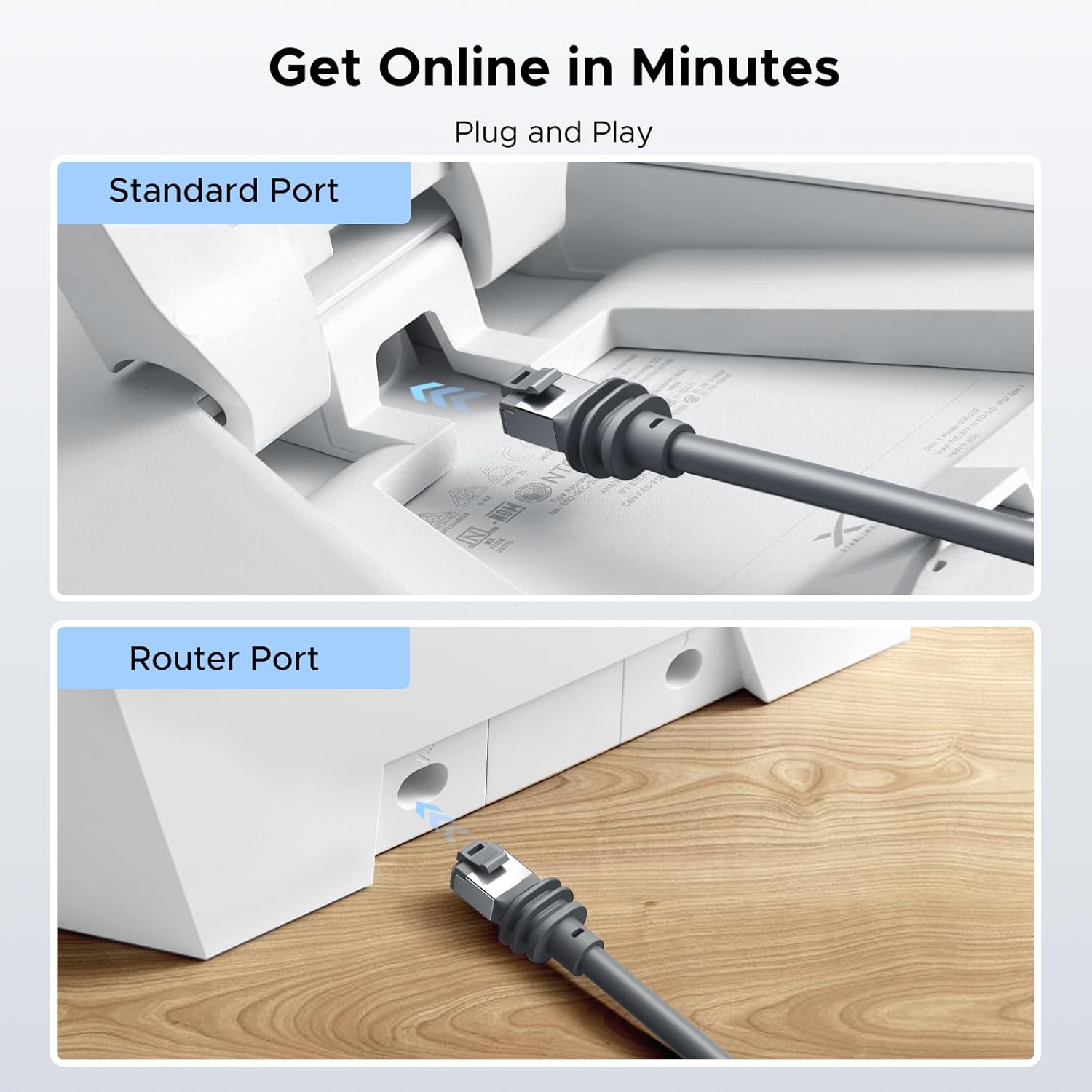 UGREEN Starlink Cable 50FT, Compatible with Starlink Standard Generation 3/ Mini, Cat 6 5Gbps 250MHz High Speed, IP67 Waterproof, 26AWG, UL CMX/CMR/EU CPR Standards, Durable, Grey - Image 6