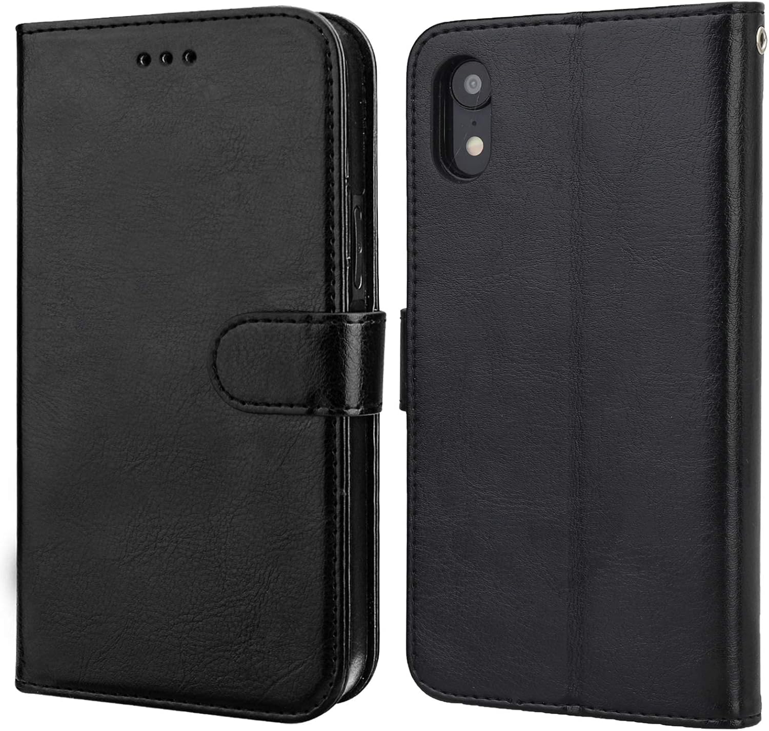 Bocasal for iPhone Xr Wallet Case with Card Holder PU Leather Magnetic Detachable Kickstand Shockproof Wrist Strap Removable Flip Cover for iPhone Xr 6.1 inch (Black)