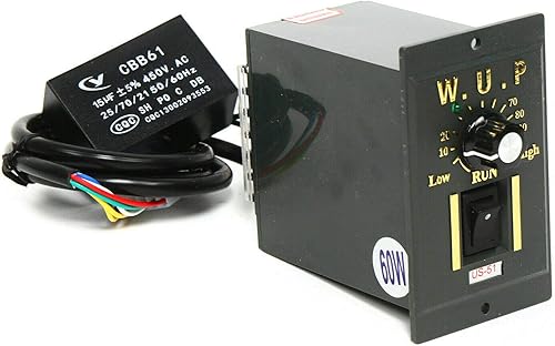Miniatura 24 de Motor de engranaje de 110 V CA Motor reversible + controlador de velocidad variable Motor de velocidad ajustable monofásico 1:10, motor de reducción