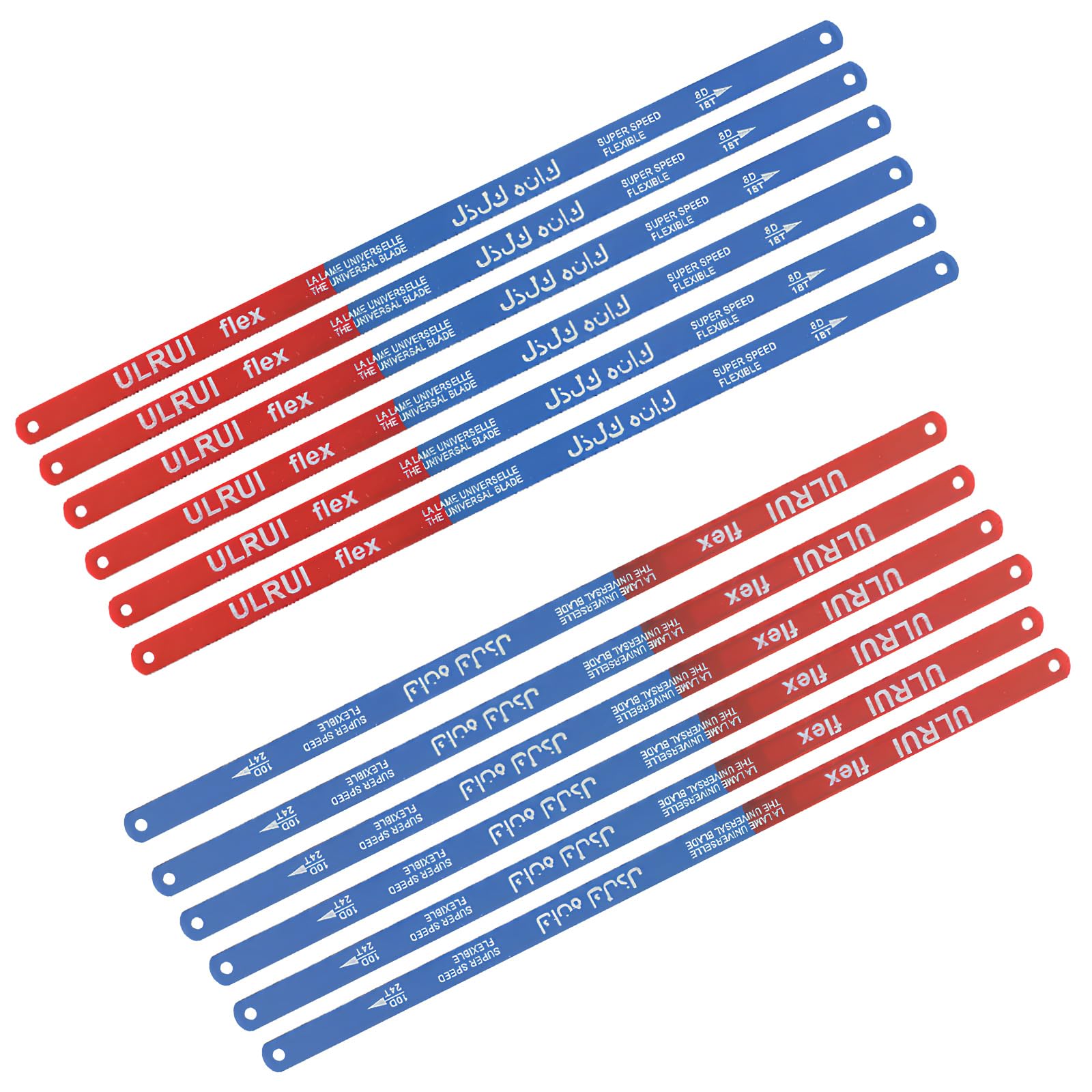 12PCS Hacksaw Blades, 300mm Carbon Steel Hacksaw Replacement Blades, 18 TPI and 24 TPI Flexible Hand Saw Blades for Metal Cutting, PVC Pipes, Plastic and DIY Use
