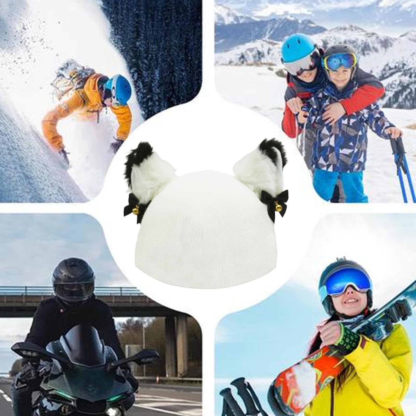 Orecchie In Peluche Nere Per Caschi – Adesive Con Velcro, Fatte A Mano In Nepal, Adattabili A Caschi Da Sci, Snowboard, Moto E Bici - copertina