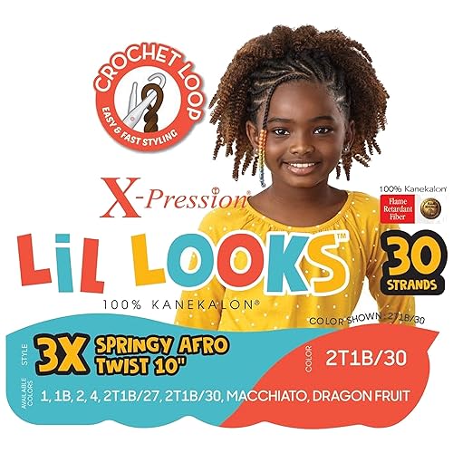 Miniatura 3 de Outre Braids Outre X-Pression Lil Looks - Trenza de ganchillo 3X Spring AFRO Twist de 10 pulgadas (paquete de 3, 2)
