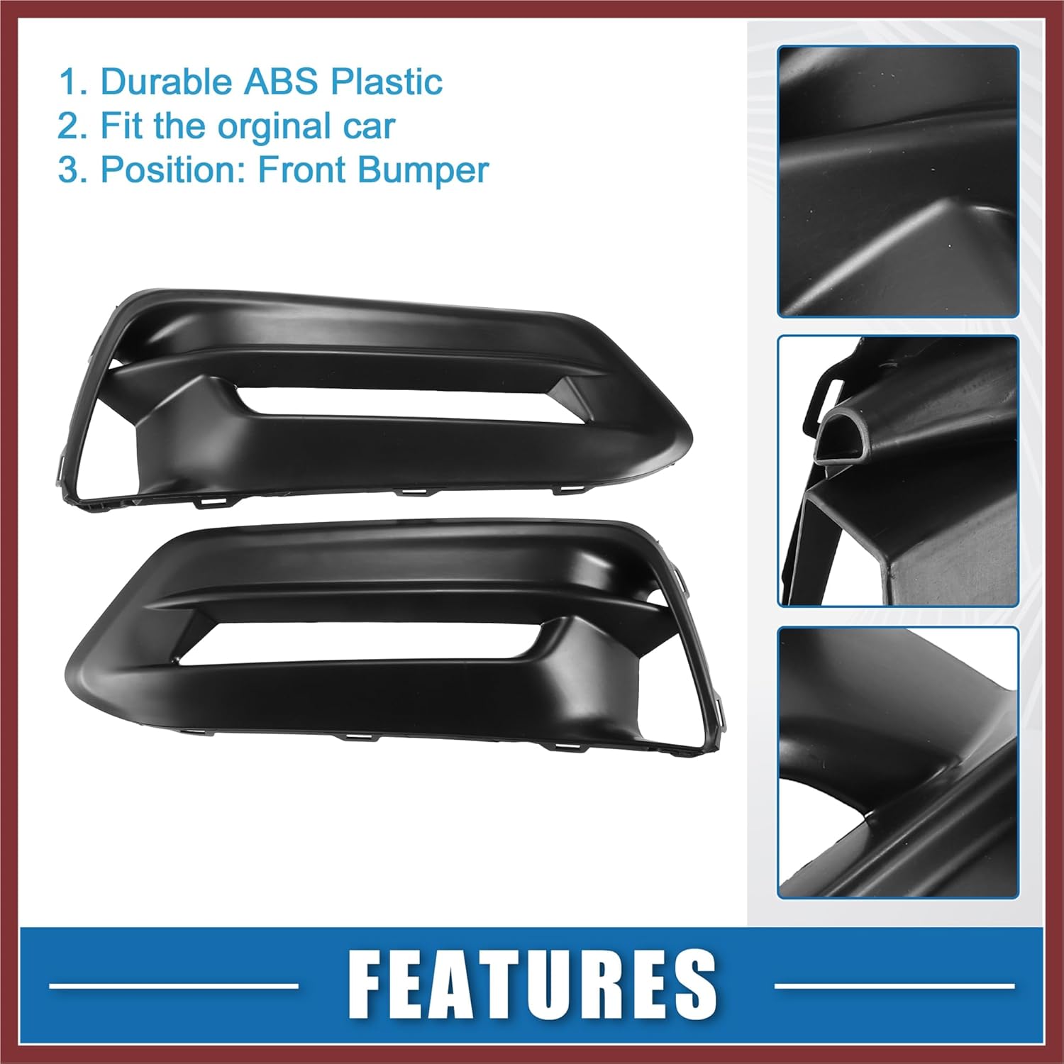 Car Front Fog Light Cover Grille Left Right for Honda Accord EX EX-L Sport Touring 2018-2020 ABS Plastic Black (Set of 2) Replace Parts