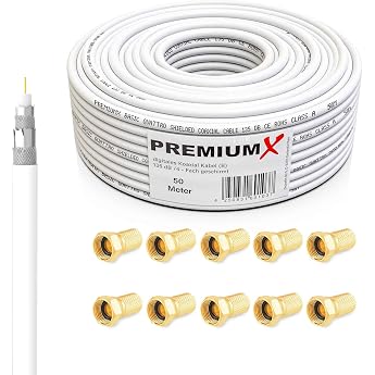 Choice of coaxial cables | Basic - Professional - Deluxe in white with plug 50m